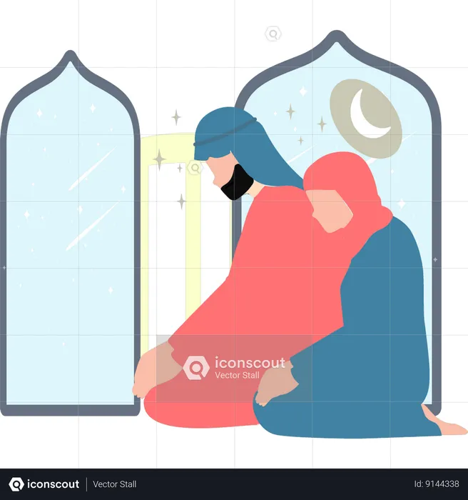 Couple is praying  Illustration