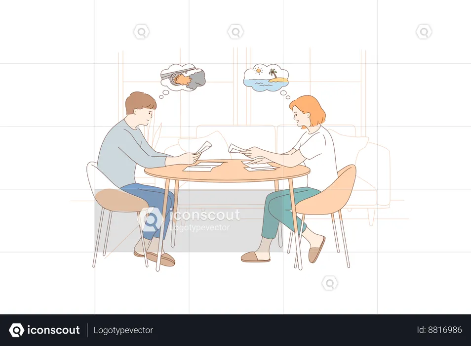 Couple is reading newspaper  Illustration