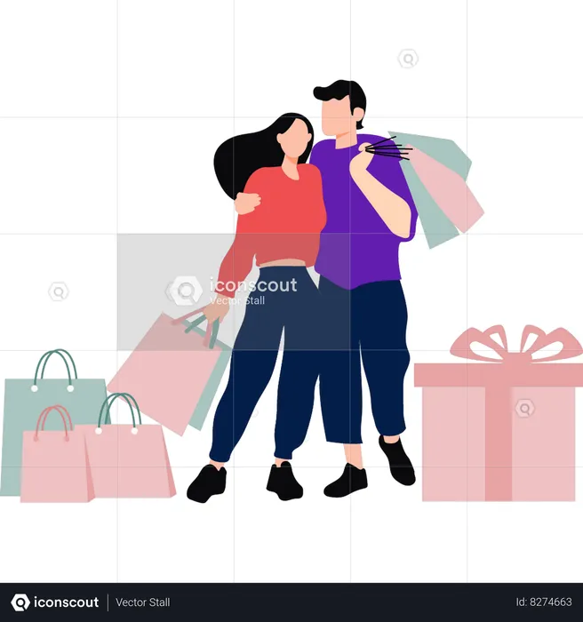 Couple is shopping  Illustration