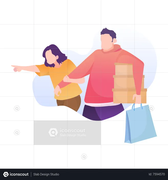 Couple is shopping together  Illustration
