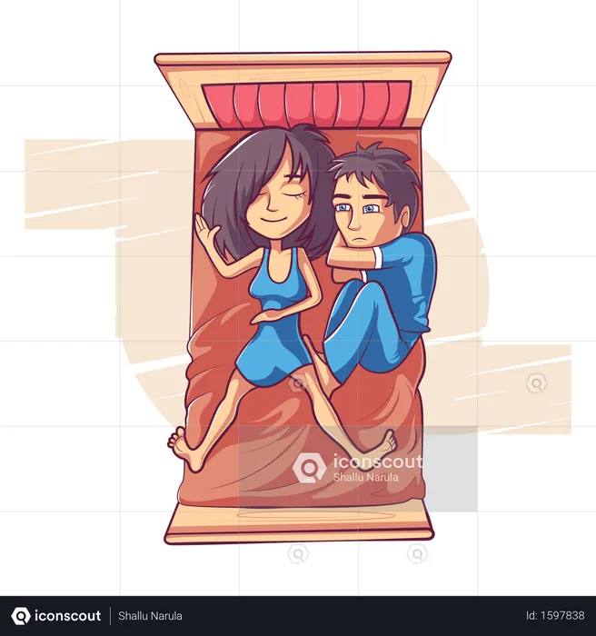 Couple is sleeping on the bed  Illustration