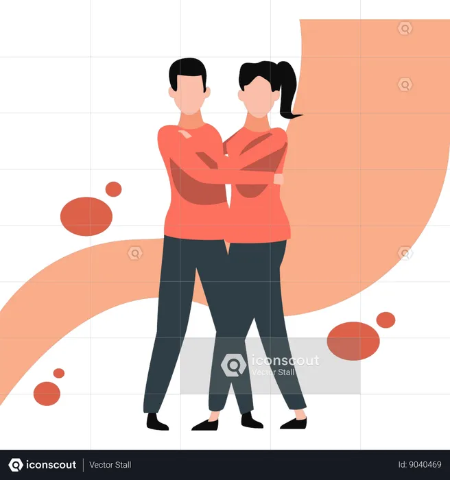 Couple is standing in romantic pose  Illustration