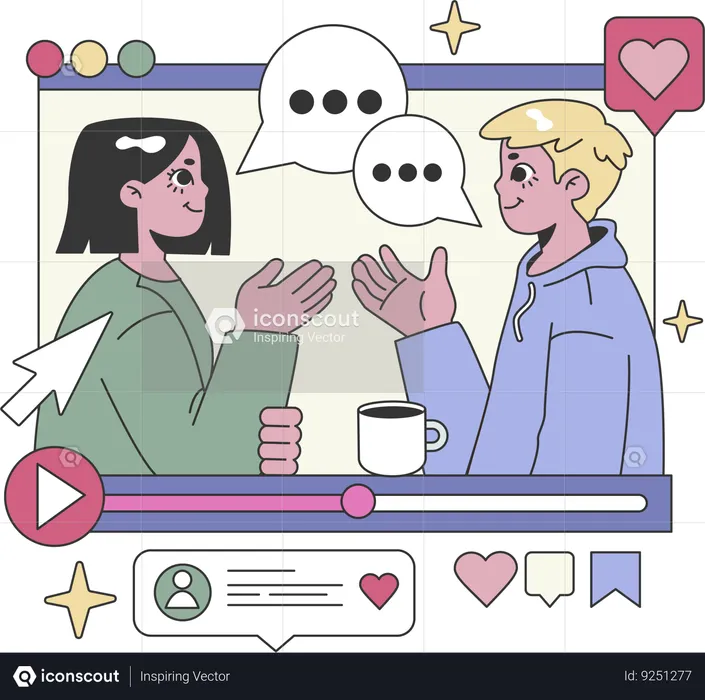 Couple is talking online  Illustration