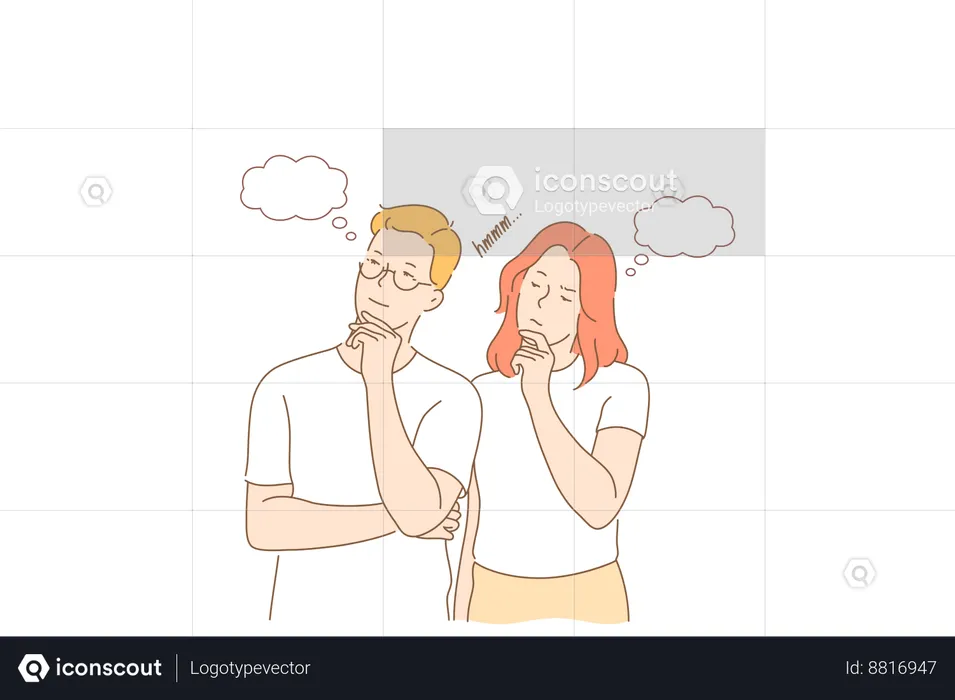 Couple is thinking to surprise each other  Illustration