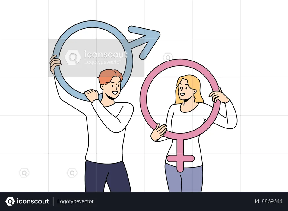 Couple is trying to identify baby's gender  Illustration
