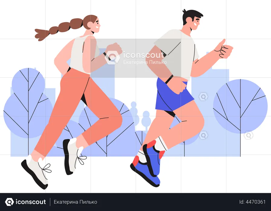 Couple jogging  Illustration