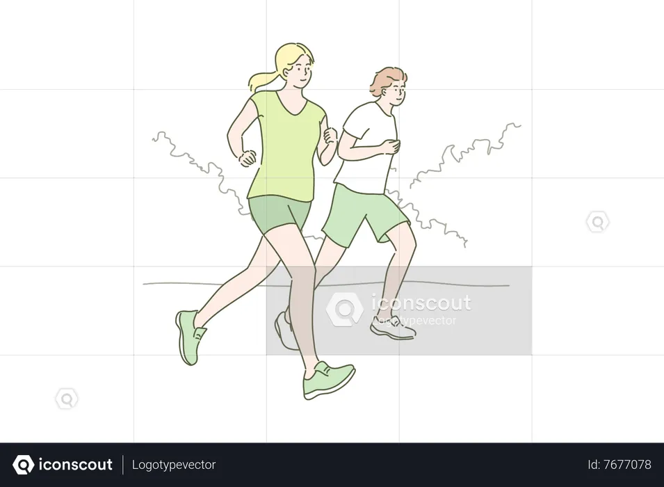 Couple jogging together  Illustration