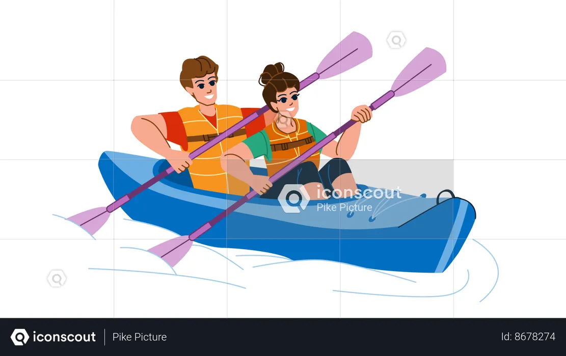 Couple kayaking  Illustration