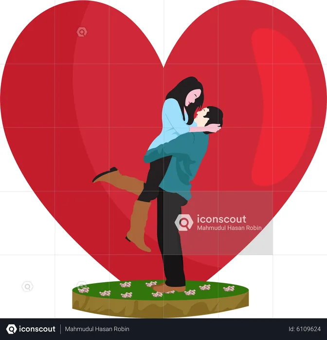 Couple Kiss on Valentine day  Illustration