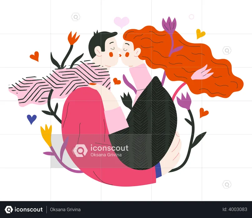 Couple kissing  Illustration