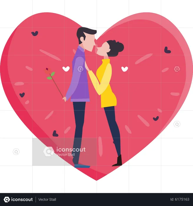 Couple kissing on valentine day  Illustration