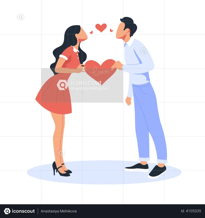 Couple kissing on valentine's day  Illustration