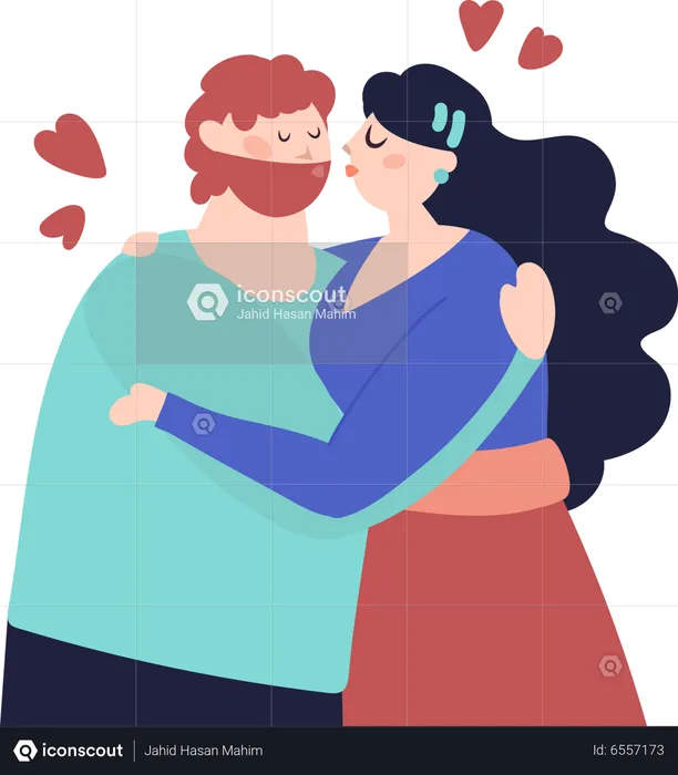 Couple kissing on valentines day  Illustration