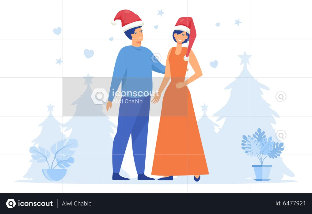 Couple le jour de Noël  Illustration