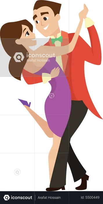 Couple Learning Tango  Illustration