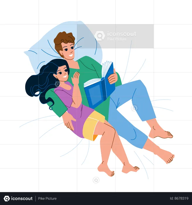 Couple lisant un livre ensemble  Illustration