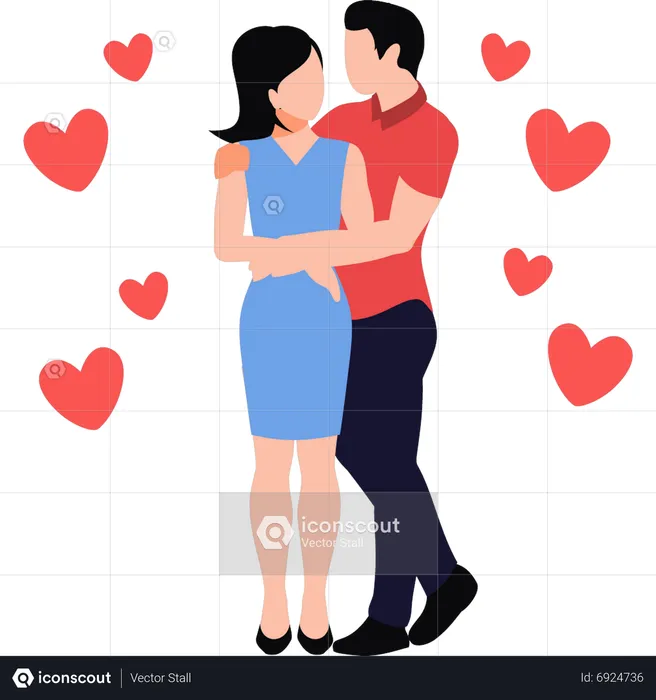 Couple looking at each other romantically  Illustration