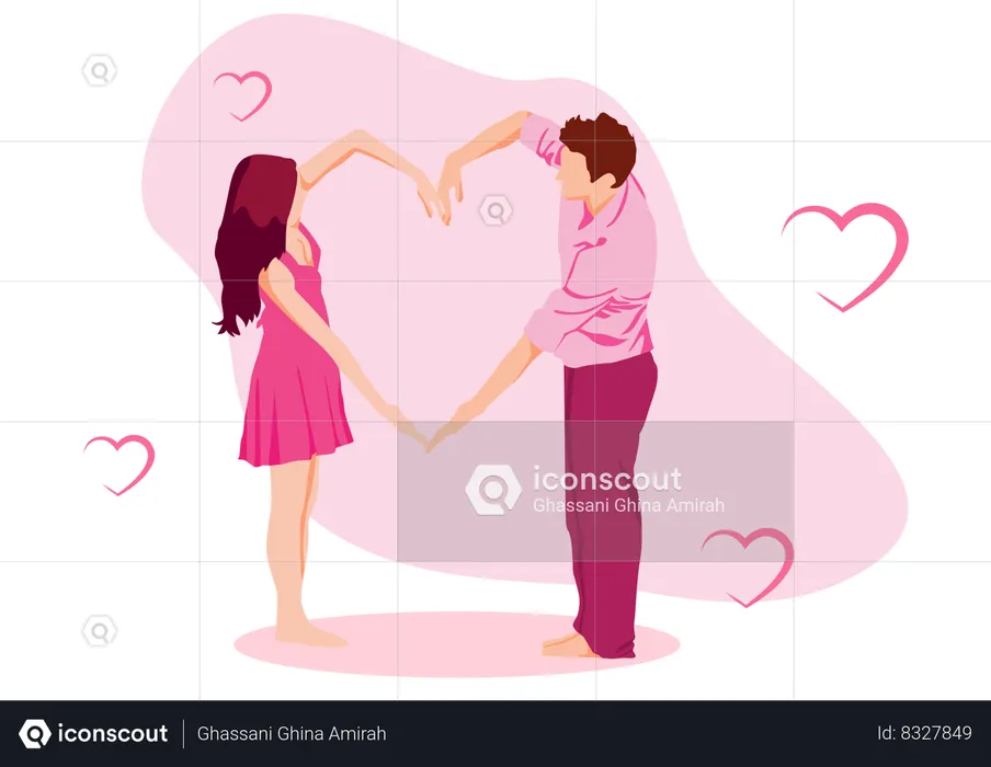 Couple Make Love Sign  Illustration