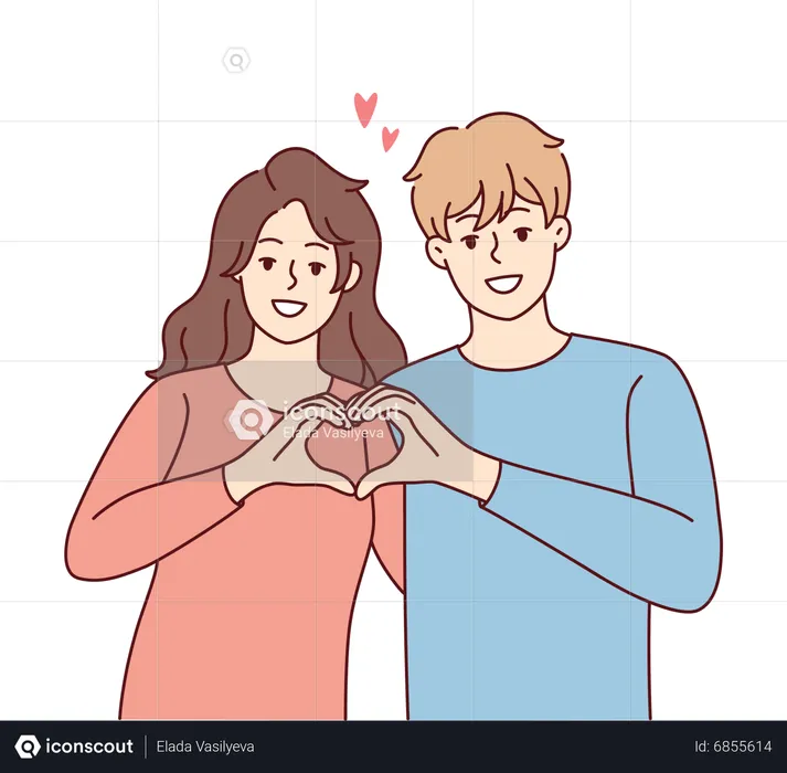 Couple making heart sign  Illustration