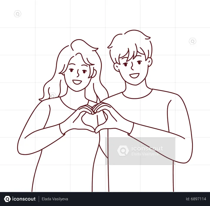 Couple making heart sign  Illustration