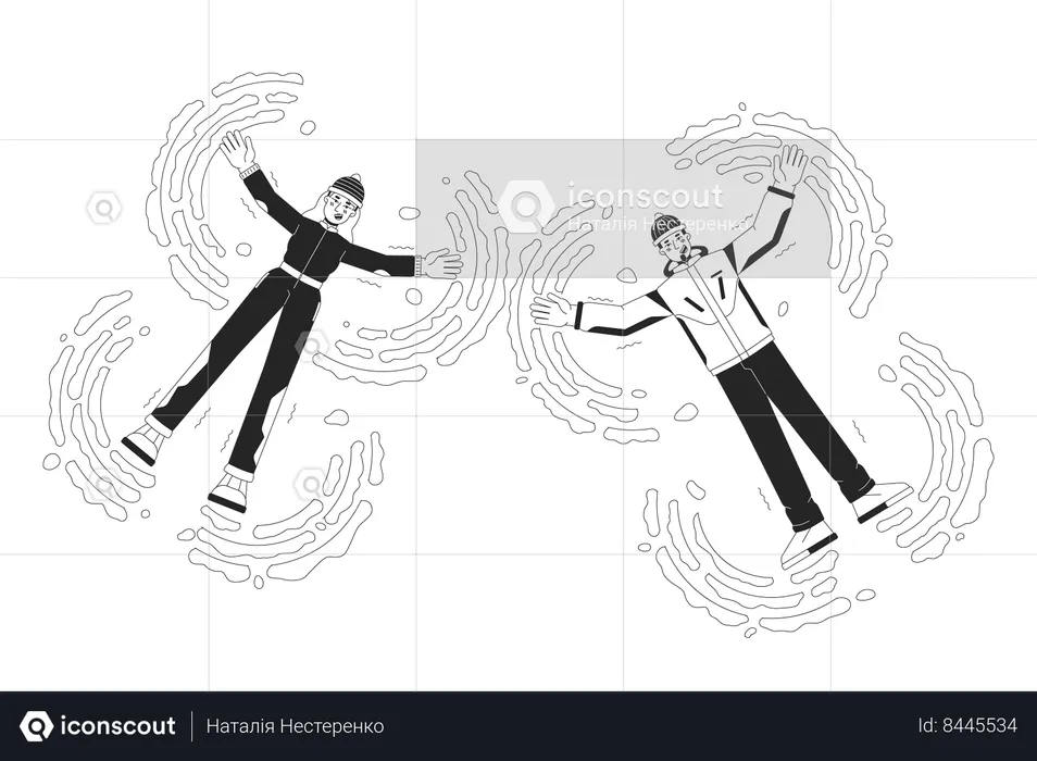 Couple Making snow angels  Illustration