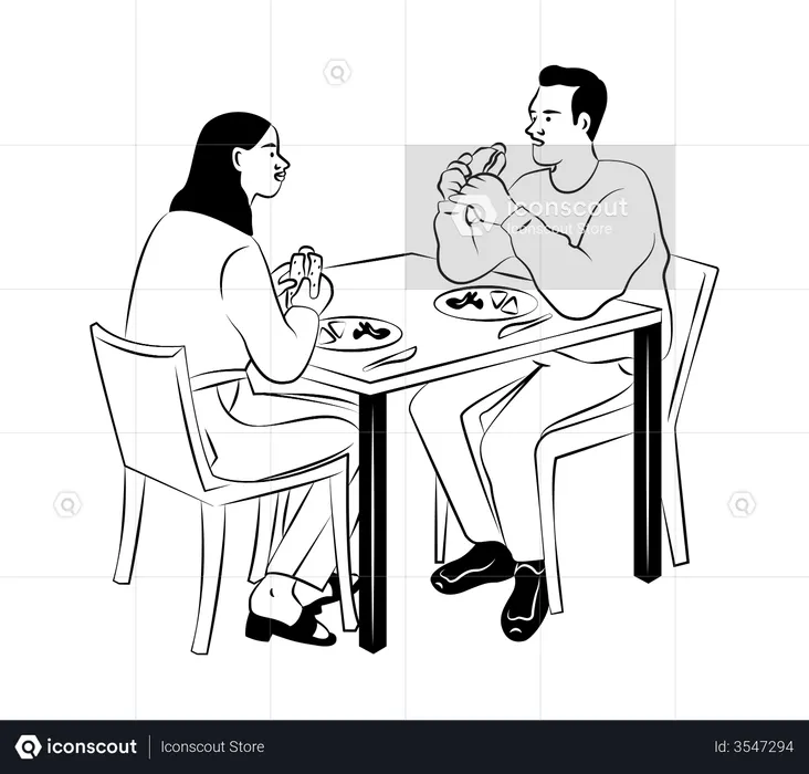 Couple mangeant ensemble  Illustration