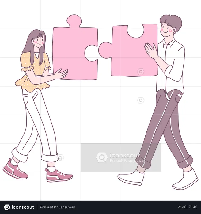 Couple meeting each other  Illustration