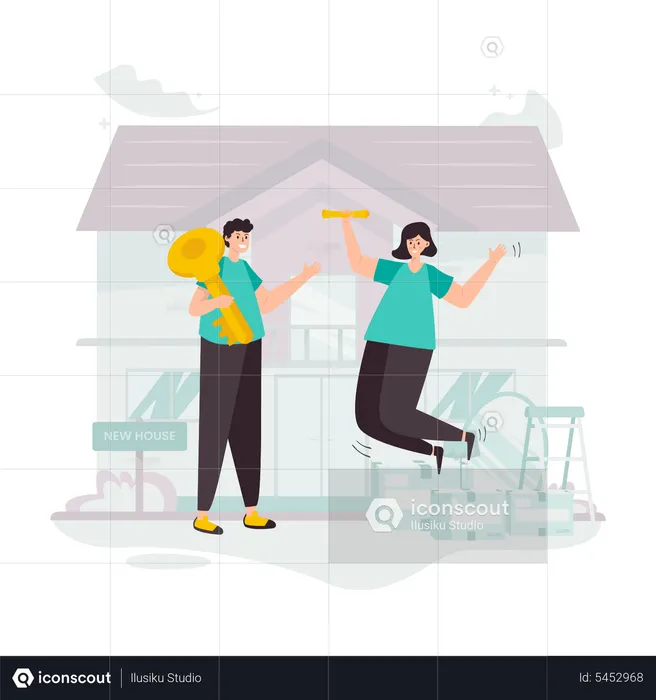 Couple moving to a new house  Illustration