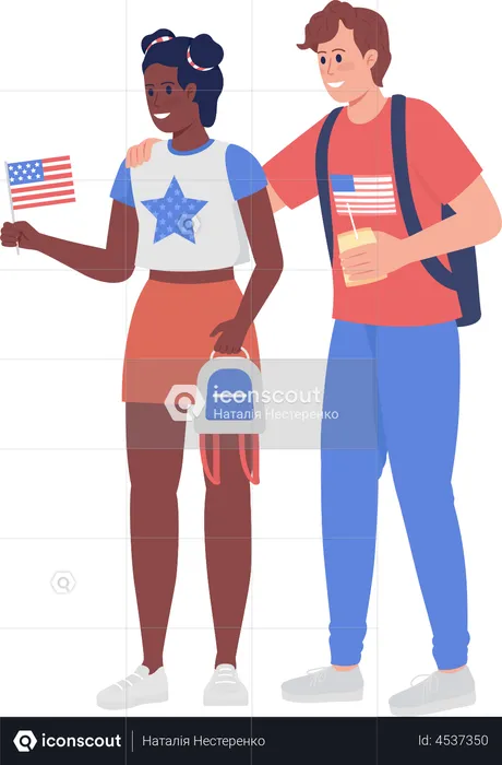 Couple of American patriots  Illustration