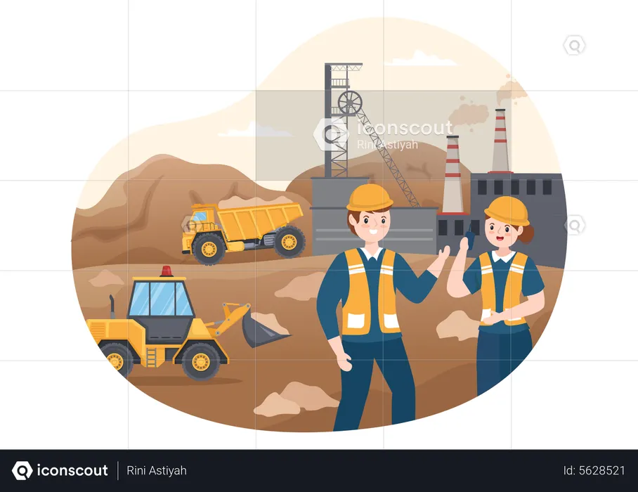 Couple of contractor working at site  Illustration