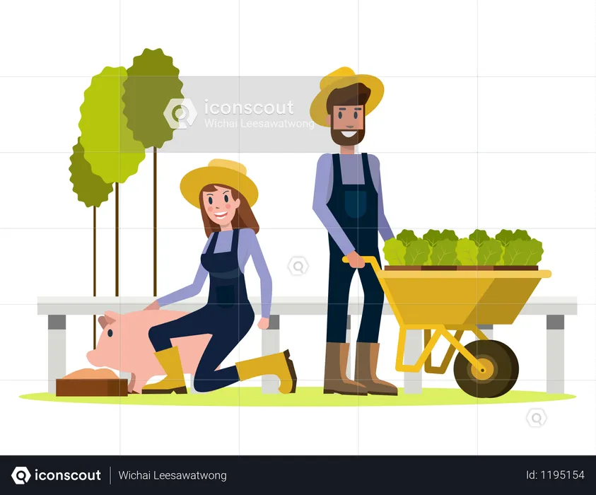 Couple of  Farmers  Illustration