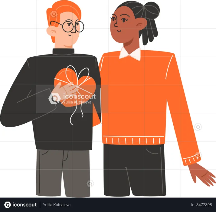 Couple of men are hugging on Valentines Day  Illustration