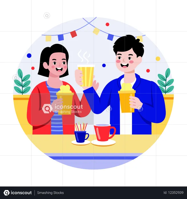 Couple on cafe date  Illustration