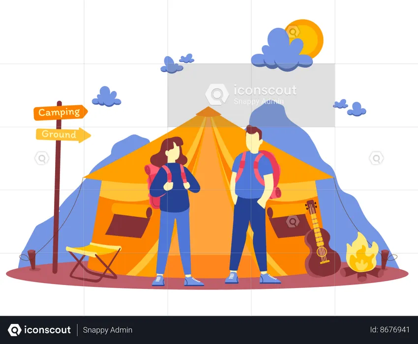 Couple on camping  Illustration