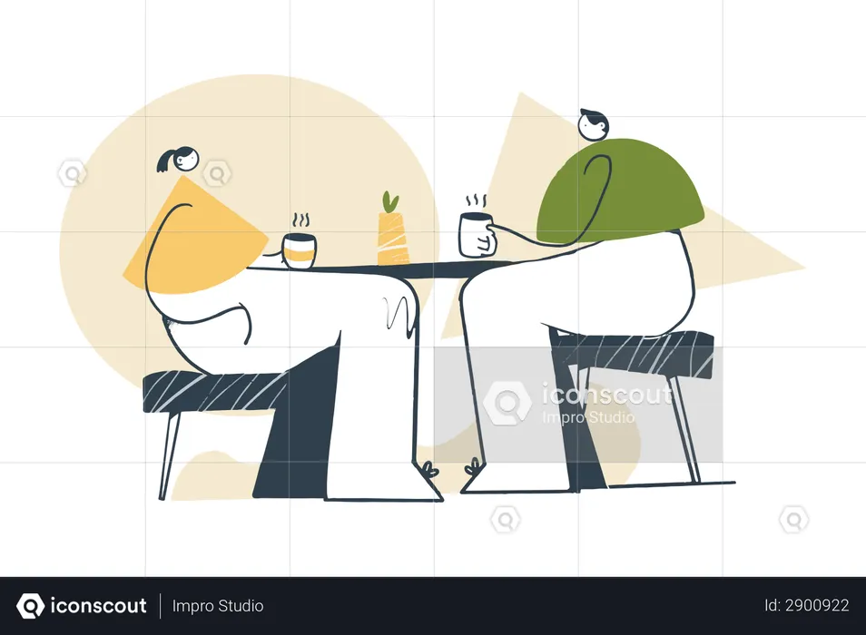 Couple on coffee date  Illustration