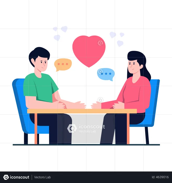 Couple On Date  Illustration