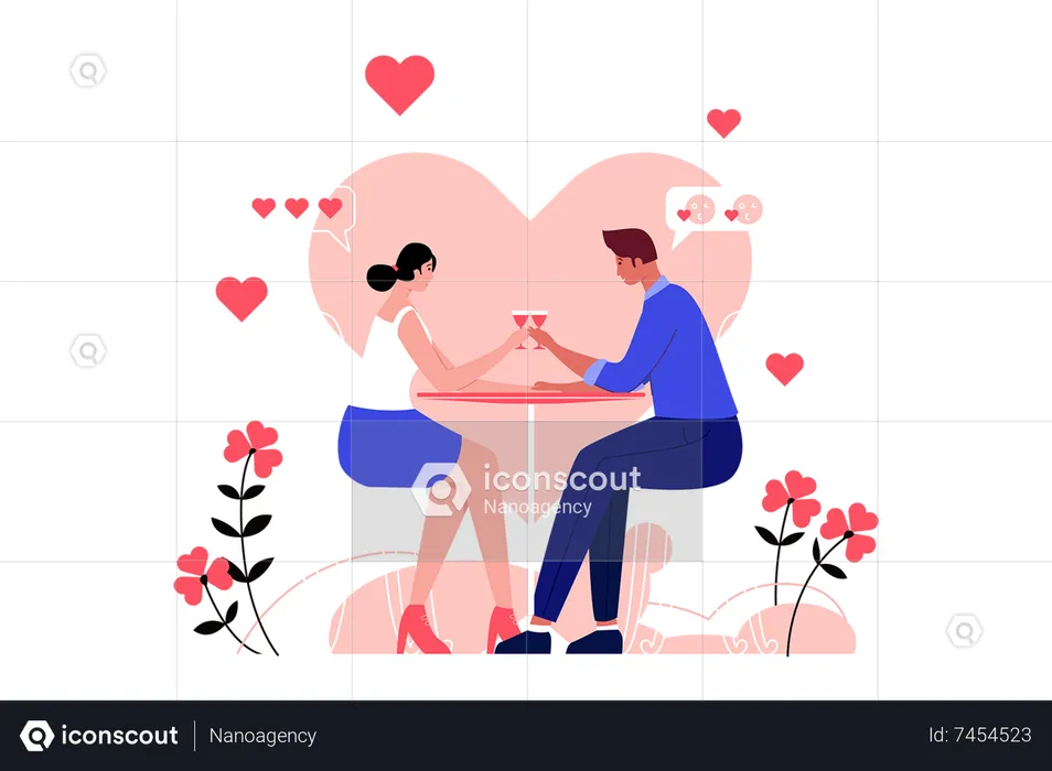 Couple en rendez-vous  Illustration