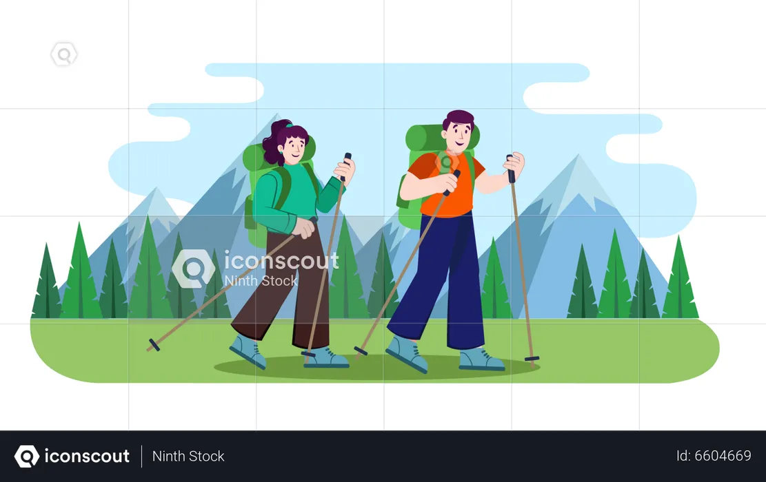 Couple on hiking  Illustration