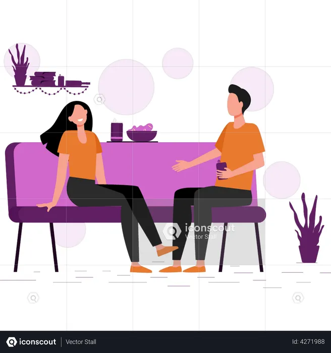 Couple on home date  Illustration