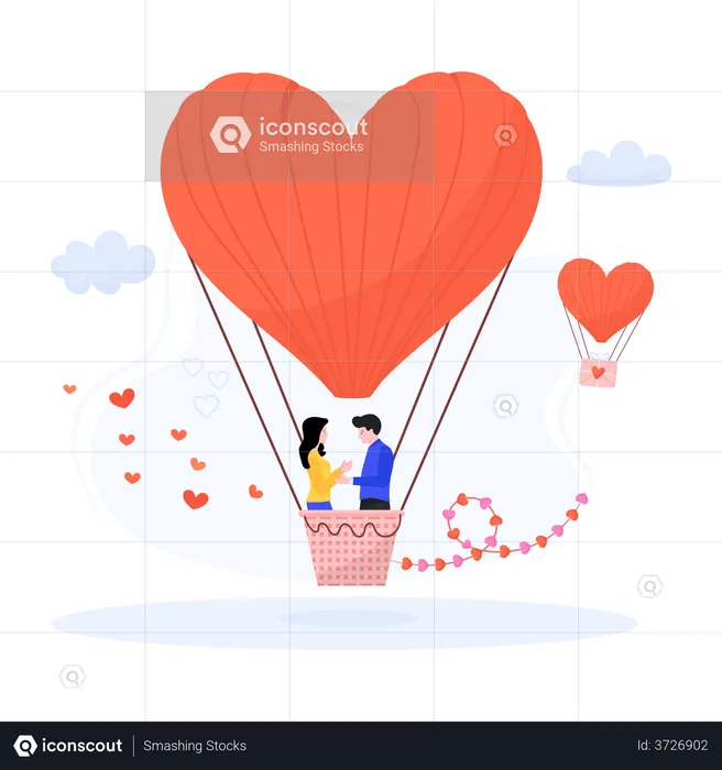 Couple on Hot air balloon  Illustration