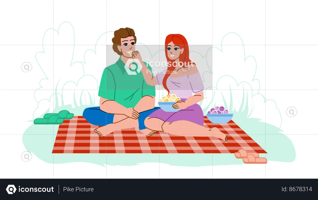 Couple on picnic  Illustration