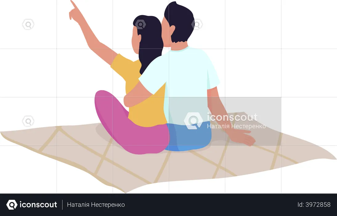 Couple on picnic  Illustration