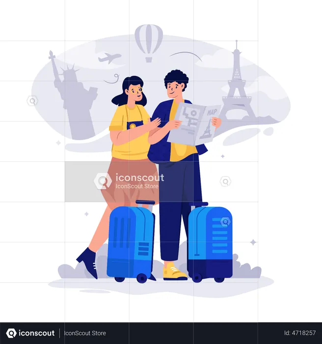Couple on vacation  Illustration