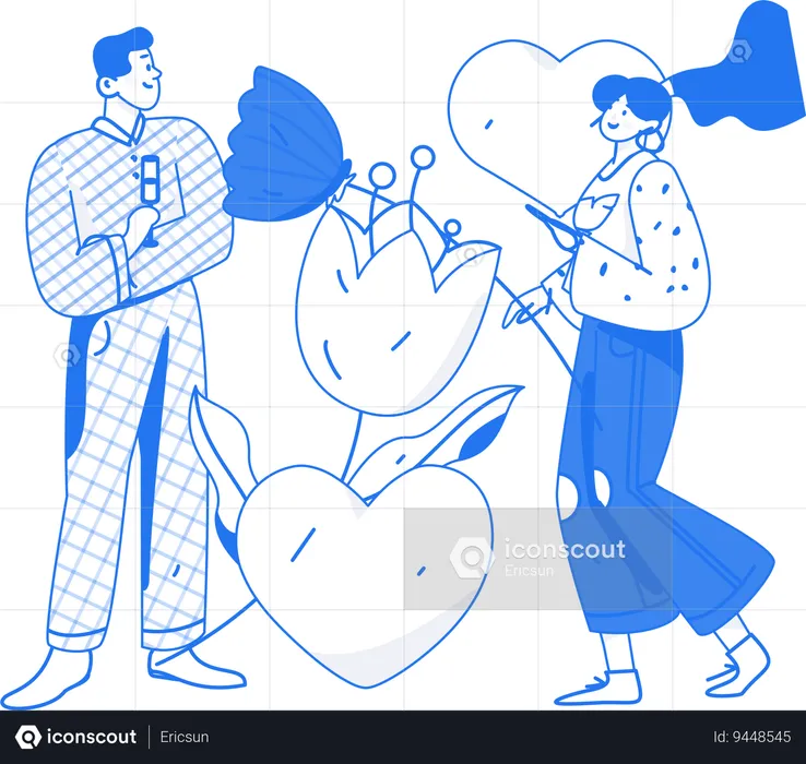 Couple on valentine date  Illustration