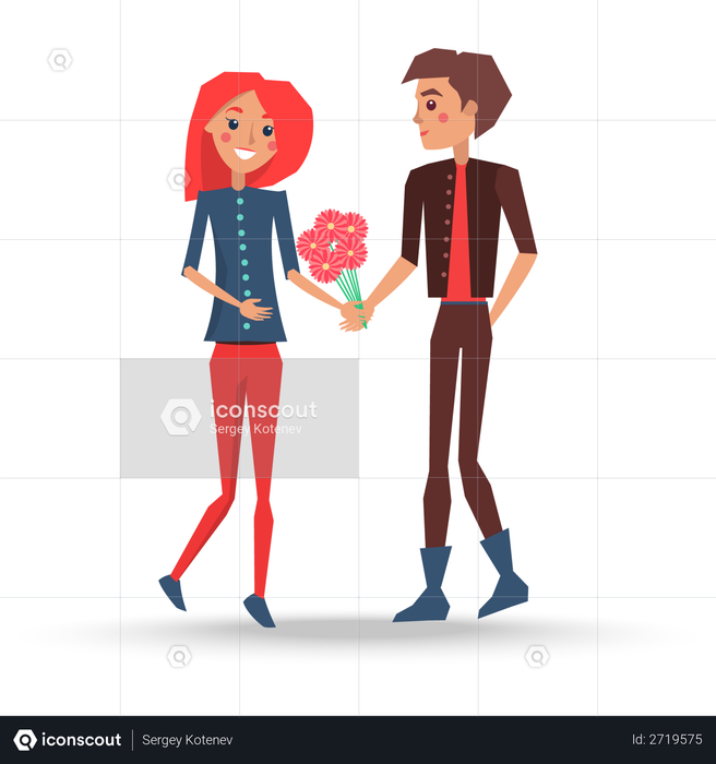 Couple on valentine date Illustration