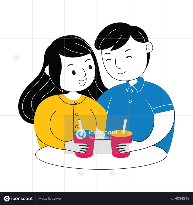 Couple on Valentine date  Illustration