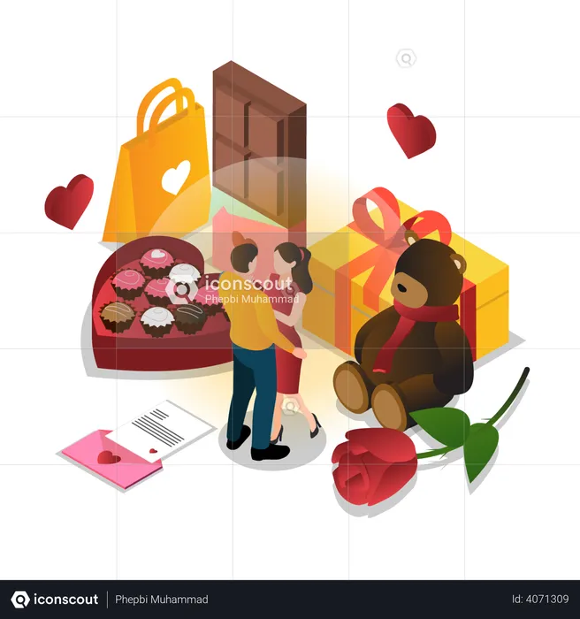 Couple on Valentines day  Illustration