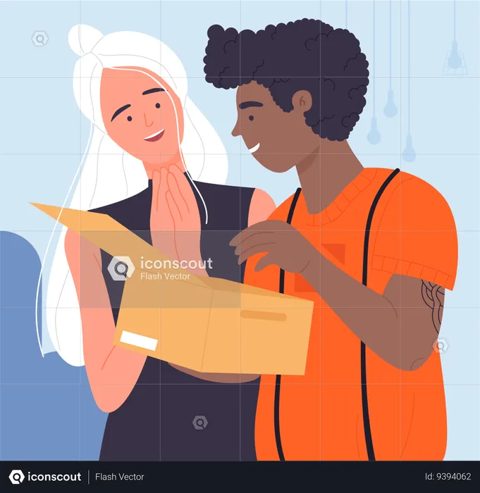 Couple open package  Illustration