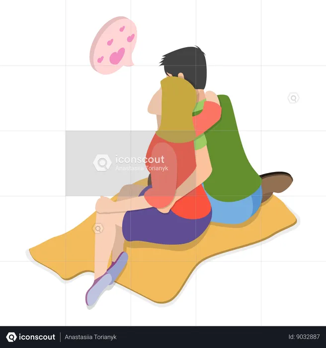 Couple partageant l’amour sur la plage  Illustration