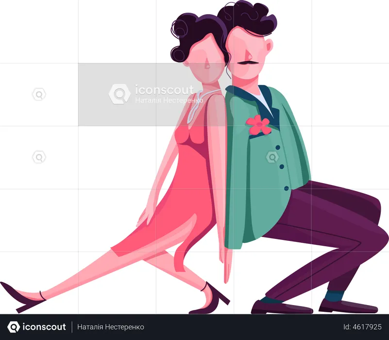 Couple performing tango dance  Illustration